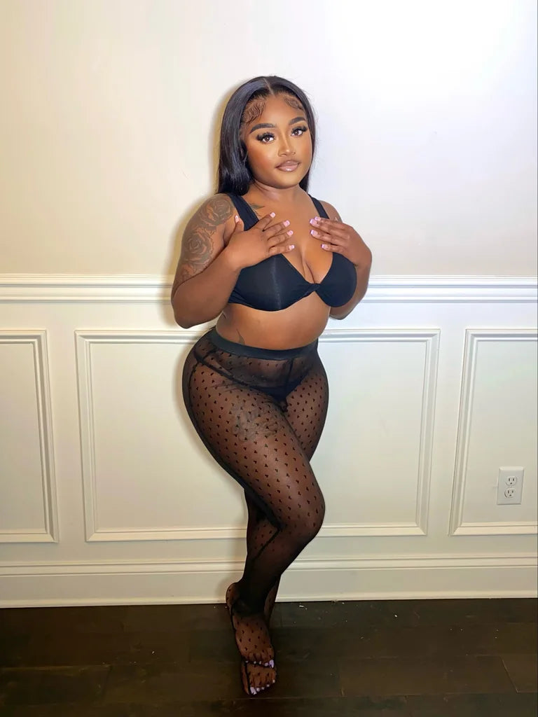Heart Mesh Print Tights